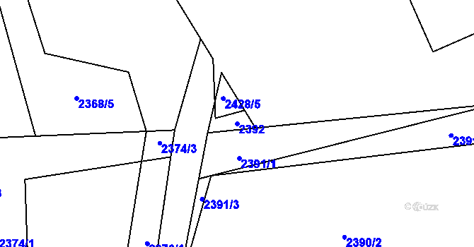 Parcela st. 2392 v KÚ Vizovice, Katastrální mapa