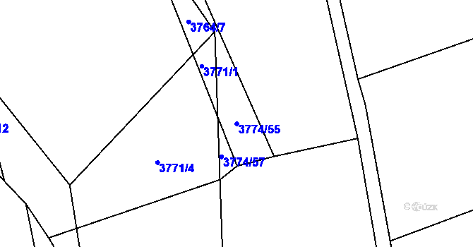 Parcela st. 3774/55 v KÚ Vizovice, Katastrální mapa