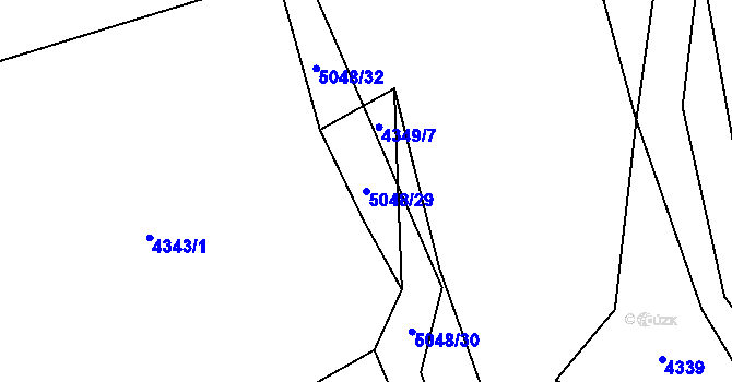 Parcela st. 5048/29 v KÚ Vizovice, Katastrální mapa