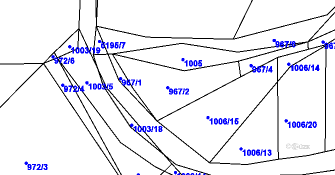 Parcela st. 967/2 v KÚ Vizovice, Katastrální mapa