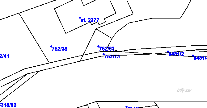 Parcela st. 752/73 v KÚ Vizovice, Katastrální mapa