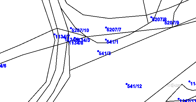 Parcela st. 541/3 v KÚ Vizovice, Katastrální mapa