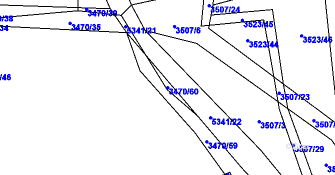 Parcela st. 3470/60 v KÚ Vizovice, Katastrální mapa