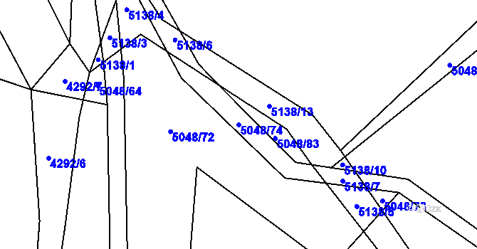 Parcela st. 5048/74 v KÚ Vizovice, Katastrální mapa