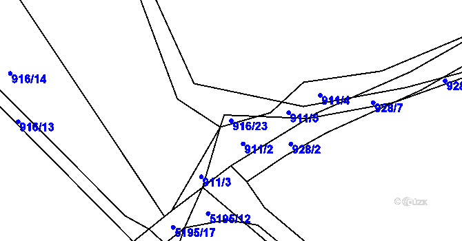 Parcela st. 916/23 v KÚ Vizovice, Katastrální mapa