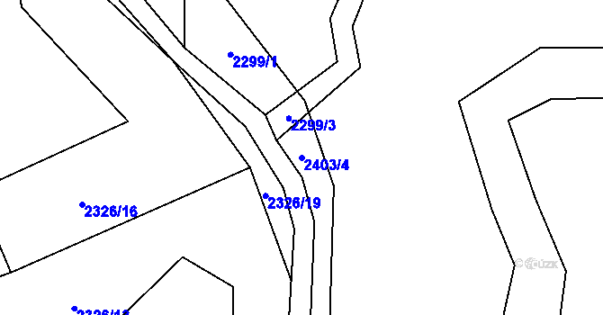 Parcela st. 2403/4 v KÚ Vizovice, Katastrální mapa