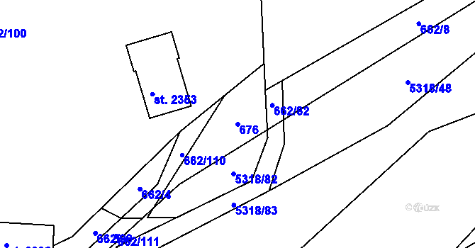 Parcela st. 676 v KÚ Vizovice, Katastrální mapa