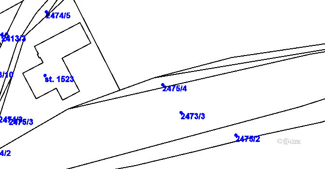 Parcela st. 2475/4 v KÚ Vizovice, Katastrální mapa
