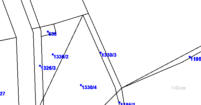 Parcela st. 1330/3 v KÚ Vizovice, Katastrální mapa