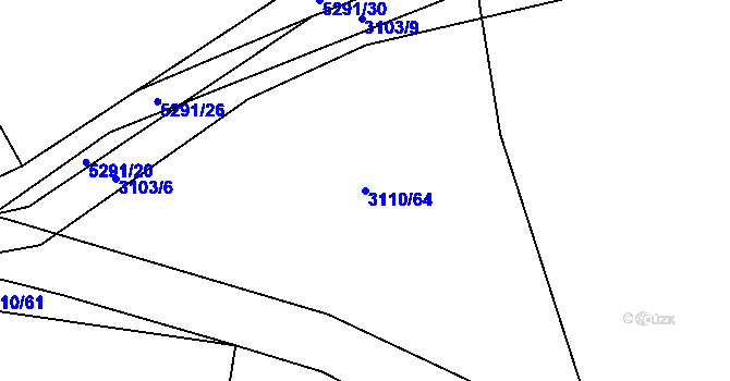 Parcela st. 3110/64 v KÚ Vizovice, Katastrální mapa