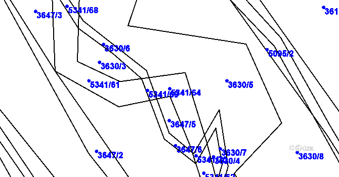 Parcela st. 5341/64 v KÚ Vizovice, Katastrální mapa