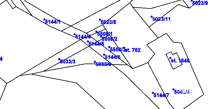 Parcela st. 5144/6 v KÚ Vizovice, Katastrální mapa