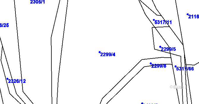 Parcela st. 2299/4 v KÚ Vizovice, Katastrální mapa