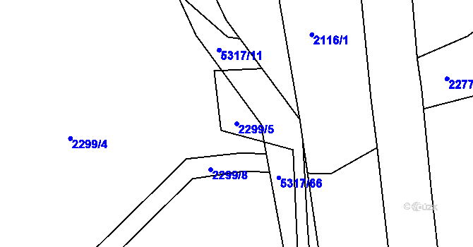 Parcela st. 2299/5 v KÚ Vizovice, Katastrální mapa