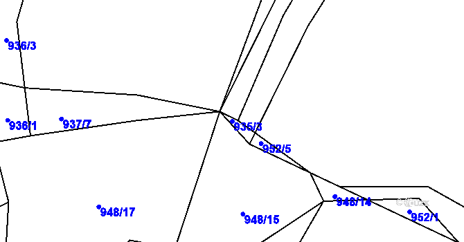 Parcela st. 935/3 v KÚ Vizovice, Katastrální mapa