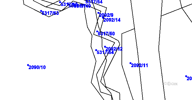 Parcela st. 5317/64 v KÚ Vizovice, Katastrální mapa