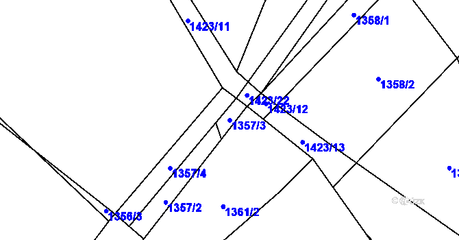 Parcela st. 1357/3 v KÚ Vizovice, Katastrální mapa