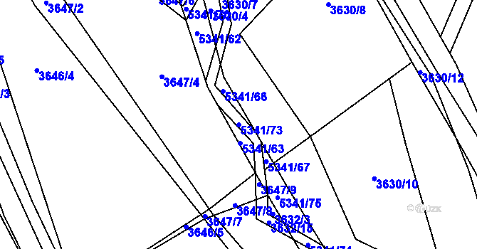 Parcela st. 5341/73 v KÚ Vizovice, Katastrální mapa
