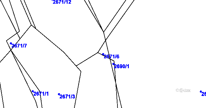 Parcela st. 2671/6 v KÚ Vizovice, Katastrální mapa