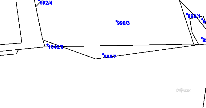 Parcela st. 998/2 v KÚ Vizovice, Katastrální mapa