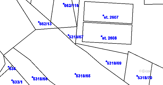 Parcela st. 5318/46 v KÚ Vizovice, Katastrální mapa