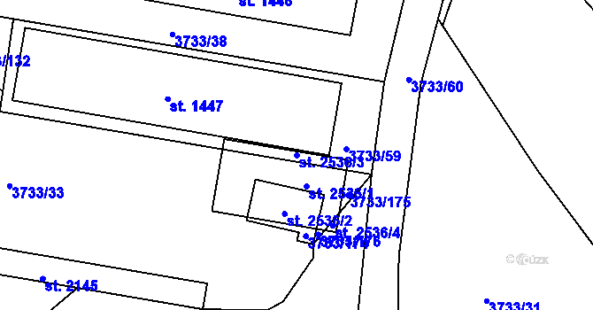 Parcela st. 2536/3 v KÚ Vizovice, Katastrální mapa