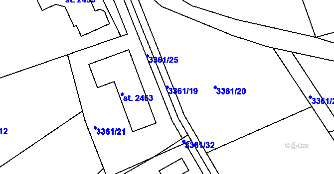 Parcela st. 3361/19 v KÚ Vizovice, Katastrální mapa