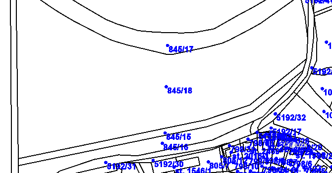 Parcela st. 845/18 v KÚ Vizovice, Katastrální mapa