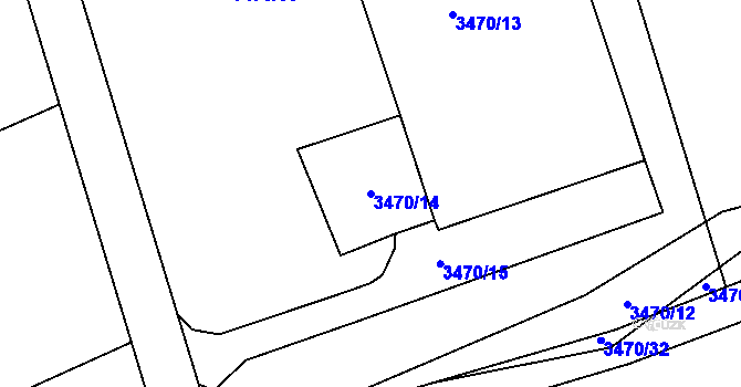 Parcela st. 3470/14 v KÚ Vizovice, Katastrální mapa