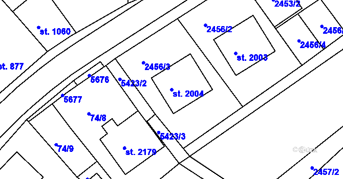 Parcela st. 2004 v KÚ Vizovice, Katastrální mapa