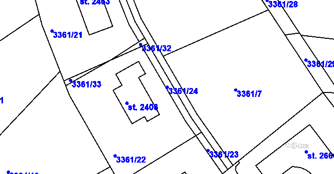 Parcela st. 3361/24 v KÚ Vizovice, Katastrální mapa