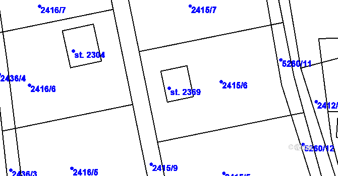 Parcela st. 2369 v KÚ Vizovice, Katastrální mapa