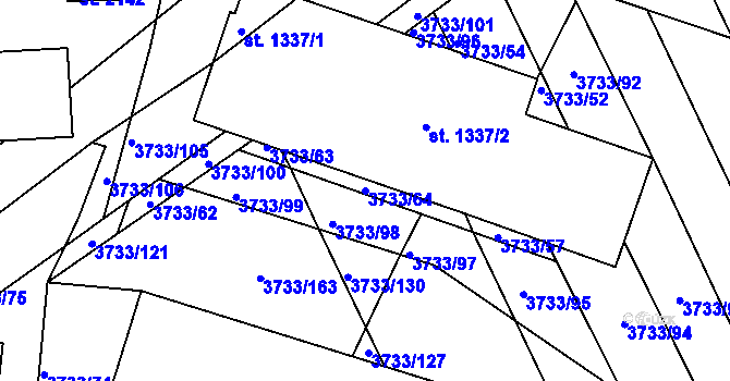 Parcela st. 3733/64 v KÚ Vizovice, Katastrální mapa