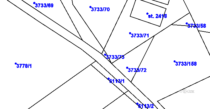 Parcela st. 3733/73 v KÚ Vizovice, Katastrální mapa
