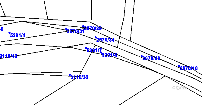 Parcela st. 5291/4 v KÚ Vizovice, Katastrální mapa