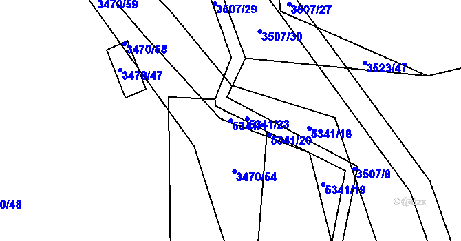 Parcela st. 5341/1 v KÚ Vizovice, Katastrální mapa