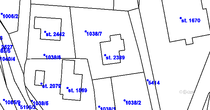 Parcela st. 2389 v KÚ Vizovice, Katastrální mapa