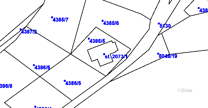 Parcela st. 2073/1 v KÚ Vizovice, Katastrální mapa