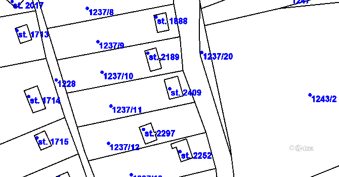 Parcela st. 2409 v KÚ Vizovice, Katastrální mapa