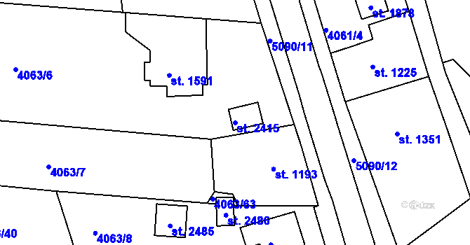 Parcela st. 2415 v KÚ Vizovice, Katastrální mapa