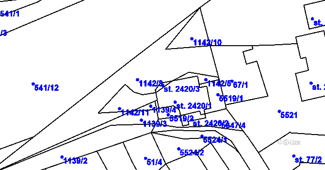 Parcela st. 2420/3 v KÚ Vizovice, Katastrální mapa