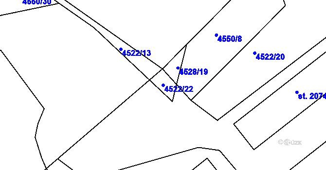 Parcela st. 4522/22 v KÚ Vizovice, Katastrální mapa