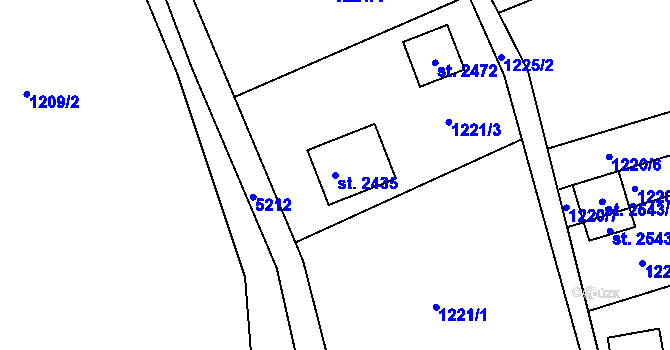 Parcela st. 2435 v KÚ Vizovice, Katastrální mapa
