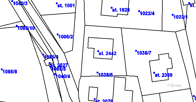 Parcela st. 2442 v KÚ Vizovice, Katastrální mapa