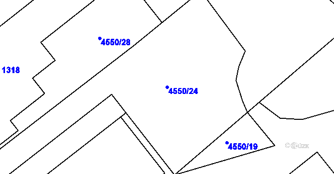 Parcela st. 4550/24 v KÚ Vizovice, Katastrální mapa