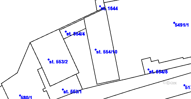Parcela st. 554/10 v KÚ Vizovice, Katastrální mapa