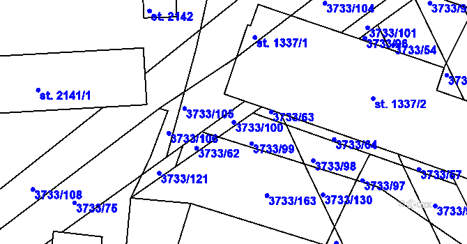 Parcela st. 3733/100 v KÚ Vizovice, Katastrální mapa
