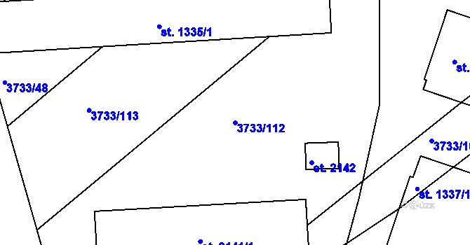 Parcela st. 3733/112 v KÚ Vizovice, Katastrální mapa