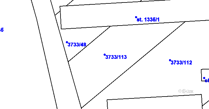 Parcela st. 3733/113 v KÚ Vizovice, Katastrální mapa