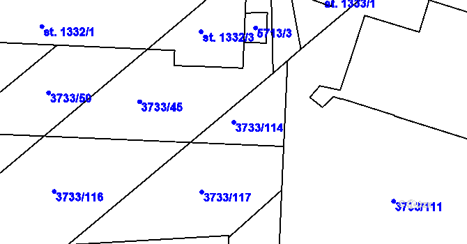 Parcela st. 3733/114 v KÚ Vizovice, Katastrální mapa